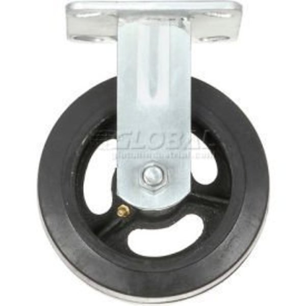 Global Equipment Heavy Duty Rigid Plate Caster 6" Mold-on Rubber Wheel 500 lb. Capacity 63-6ML